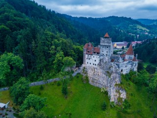 Scenic airplane flight with guests over Bran Castle